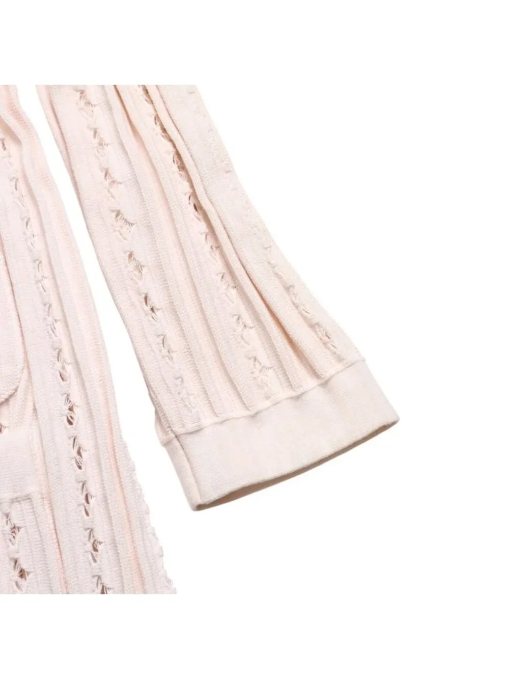 Chanel Cardigan Pearl Button CC Logo Cotton Rayon Polyester Pink